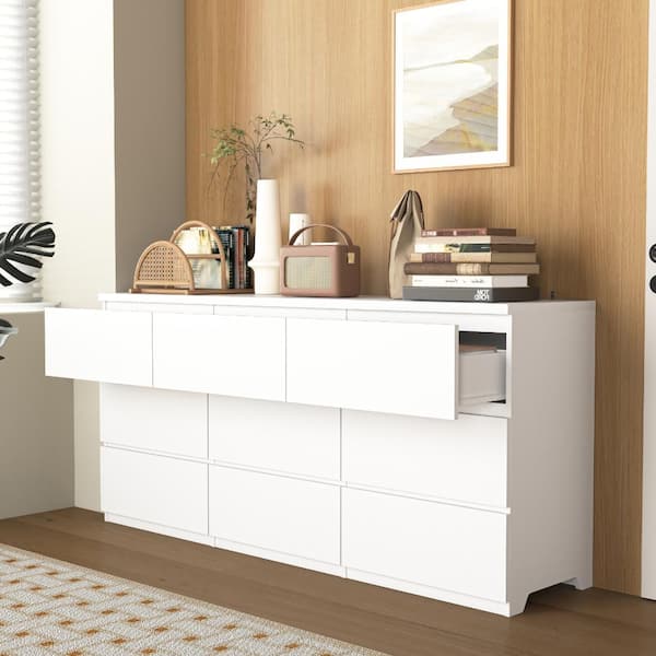 white dresser no handles Amazon.com: FOTOSOK Dresser, 6 Drawer Dresser, Modern Tall Floor Storage Cabinet with Metal Sliding Rail, Wooden Handleless Drawer Cabinet, 6-Layer Large Capacity Vertical Dressers for Home & Office : Home & White No Handles Dressers |