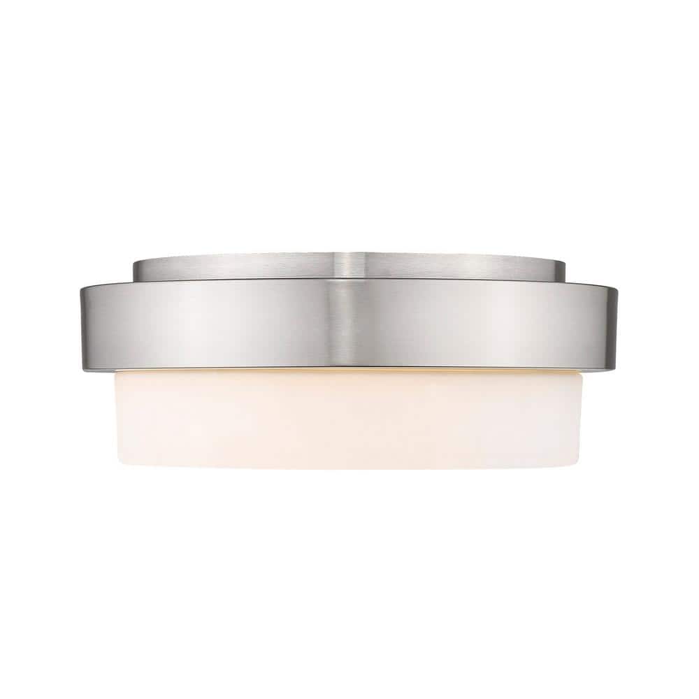 Pewter and Glass Transitional Flush Mount Light