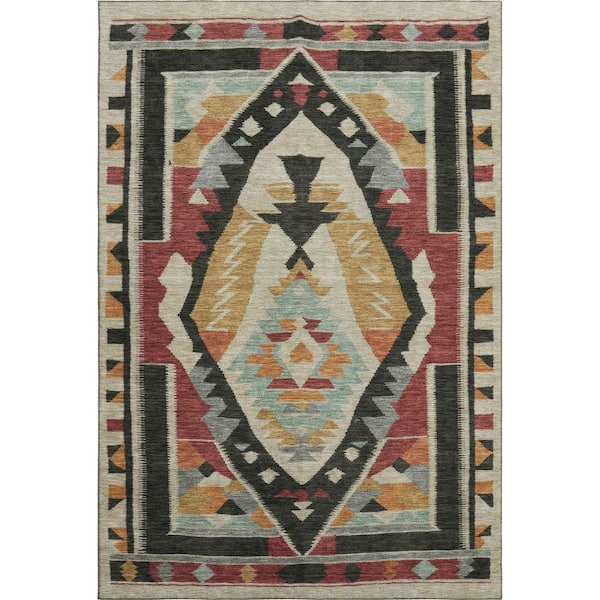Mayfield Premium Machine Washable Abstract AMF1916 Red 5 ft. x 7 ft. 6 in. Area Rug