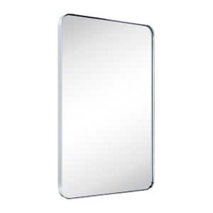Kengston 20 in. W x 30 in. H Small Rectangular Stainless Steel Framed Wall Mounted Bathroom Vanity Mirror in Chrome