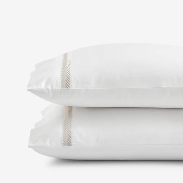 The Company Store Legends Hotel Hewett Taupe Embroidered 600-Thread Count Egyptian Cotton Sateen Standard Pillowcase (Set of 2)