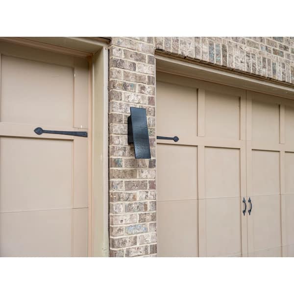 GAMA SONIC Eclipse Black Outdoor Solar Lantern Wall Sconce with Integrated LED and 3CCT