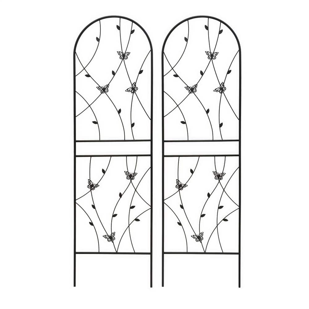 2-Pack 71 in. H Decorative Trellises, Black Metal with Butterflies, for Climbing Plants and Outdoor Walls price history on PriceWatchPro