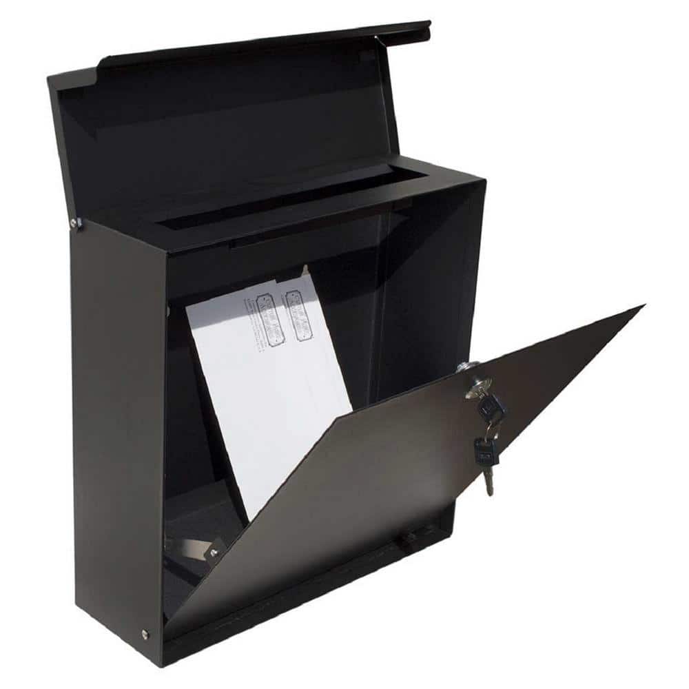 Covina Black Steel Lockable Wall Mount Mailbox