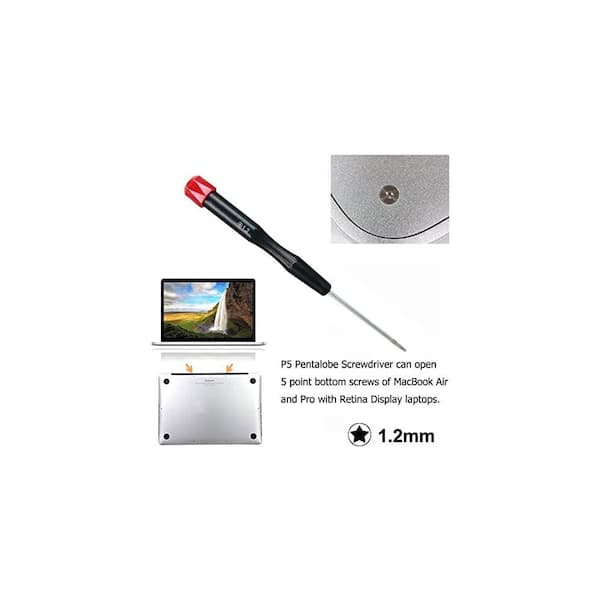 10 Viti Pentalobe P5 Per Custodia Inferiore MacBook Pro Retina A1708 A2159 - Argento