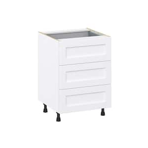Mancos Bright White Shaker Assembled Base Kitchen Cabinet with 3Drawers and 1 Inner Drawer 24 in.W x 34.5in.H x 24 in.D