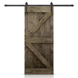 Distressed K Series 40 in. x 84 in. Espresso Stained DIY Wood Interior Sliding Barn Door with Hardware Kit