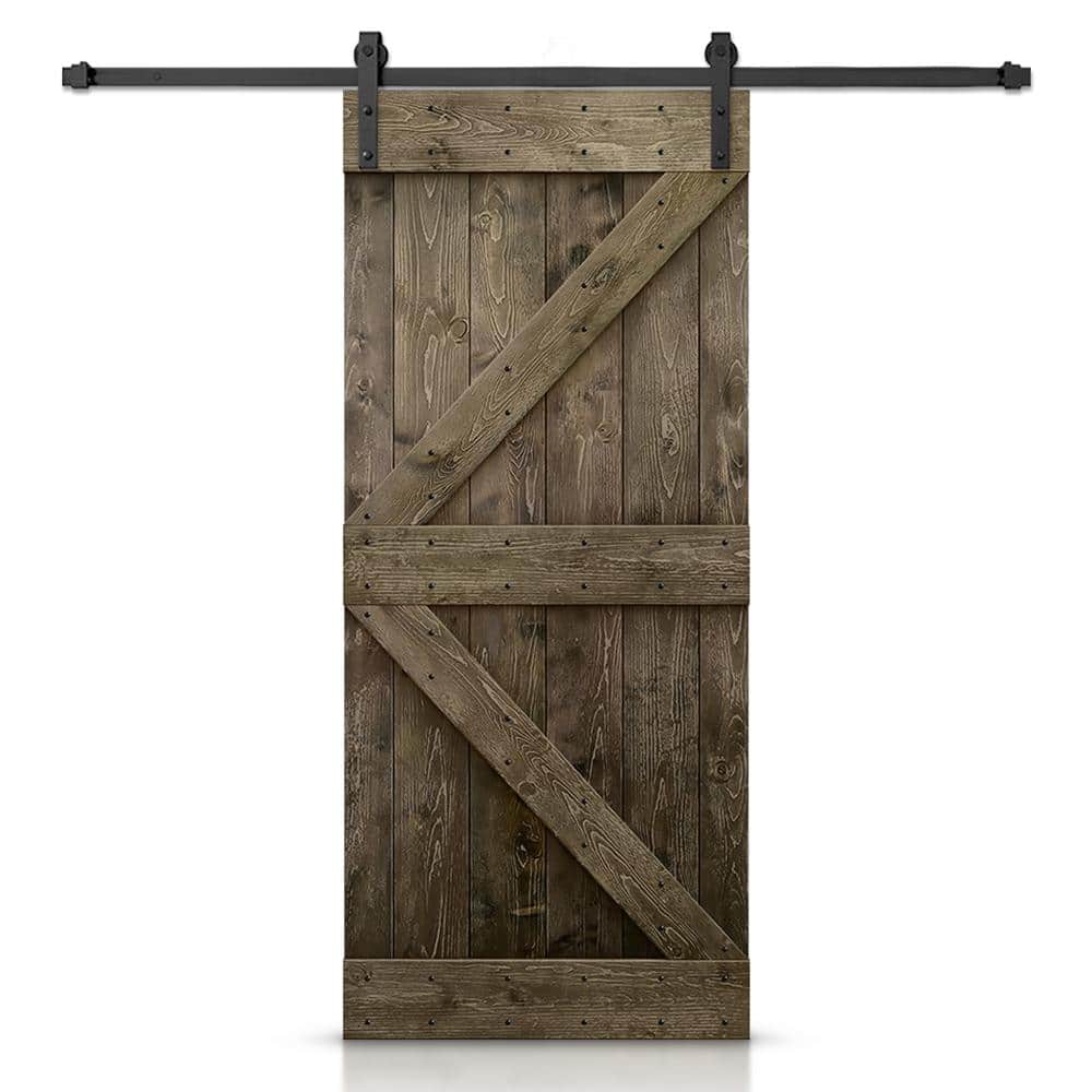 Distressed K Series 44 in. x 84 in. Espresso Stained DIY Wood Interior Sliding Barn Door with Hardware Kit price history on PriceWatchPro