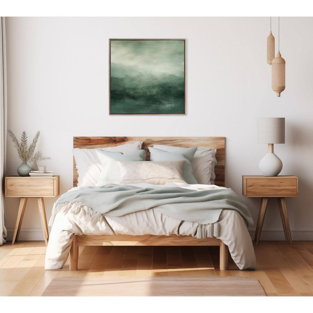 30" x 30" Sage and Emerald Abstract Landscape Framed Canvas