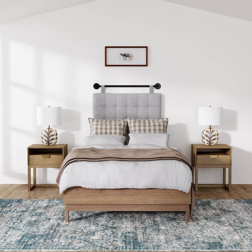 Luke Light Brown Wood Nightstand Set with Brass Handles