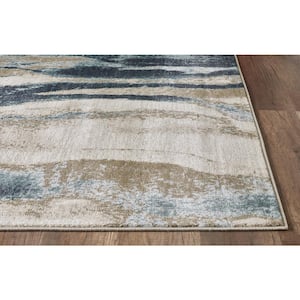 Avalon Ivory/Blue 3 ft. x 5 ft. Wonder Abstract Watercolor Accent Rug