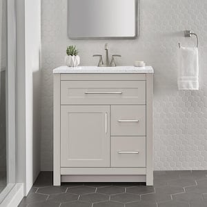 Clady 31 in. W x 19 in. D x 35 in. H Single Sink Freestanding Bath Vanity in Gray with Silver Ash Cultured Marble Top