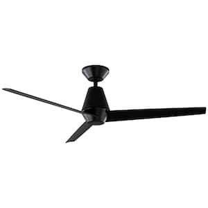 Slim 52 in. Integrated LED Indoor/Outdoor Matte Black 3-Blade Smart Ceiling Fan with Light Kit and Remote Control