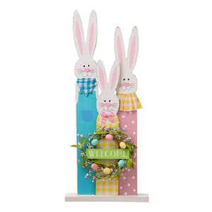 30 in. H Wooden Easter Bunny Family Standing Decor (KD)