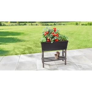 32.25 in. W x 31 in. H Elevated Resin Patio Garden Bed in Brown