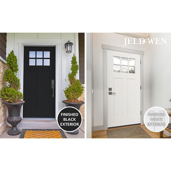 JELD-WEN 36 in. x 80 in. 2 Panel Left-Hand/Inswing 6 Lite Clear