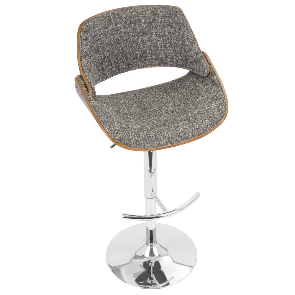 Gray Walnut Adjustable Swivel Barstool with Chrome Base