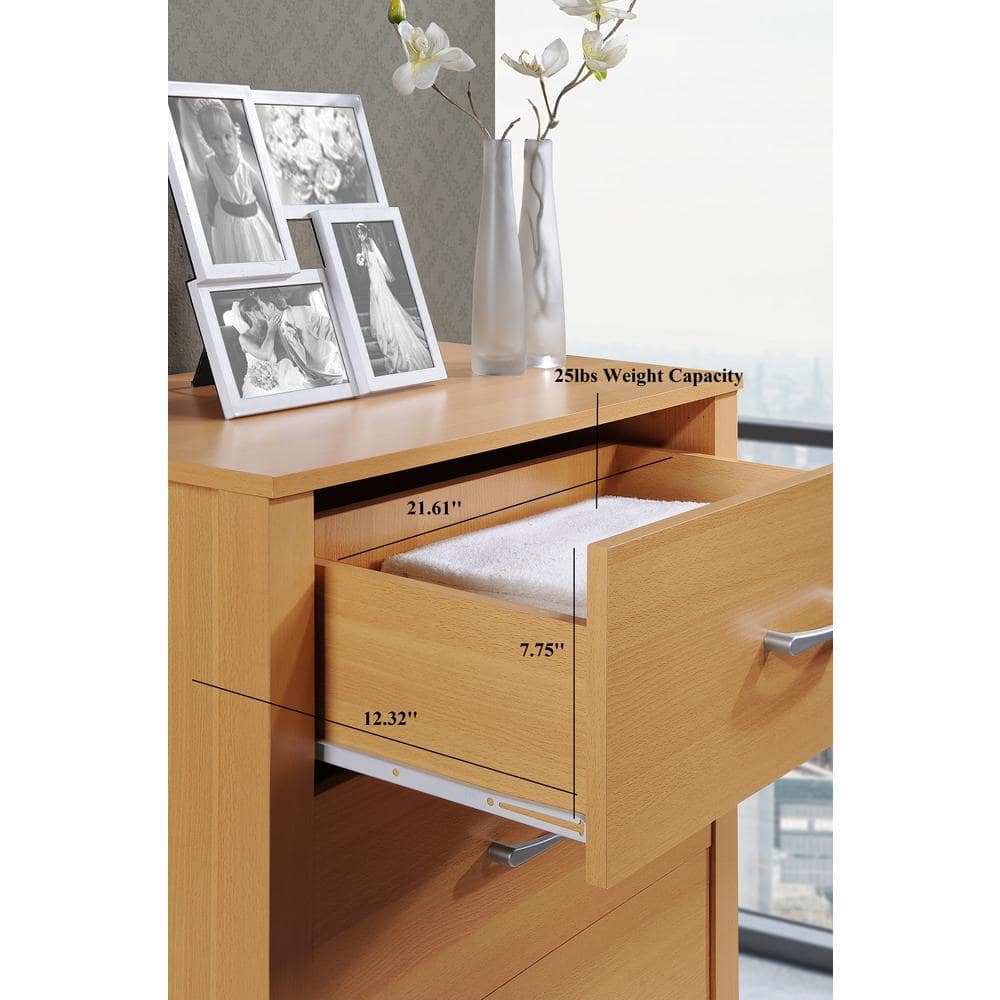 Sleek Beech 4-Drawer Chest with Soft Close and Roller Support