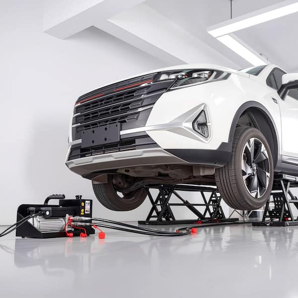 9000 lbs. Portable Car Lift, Durable Steel Frame with 28 in. Max Height, 120-Volt Power Unit and Rubber Pads for Garage
