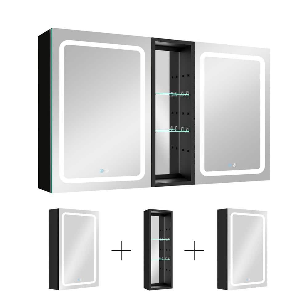 50 in. W x 30 in. H Rectangular Aluminum Medicine Cabinet with Anti-Fog Mir