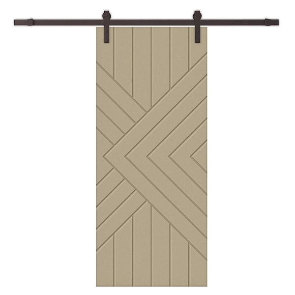 CALHOME 42 in. x 96 in. Unfinished Composite MDF Paneled Interior Sliding Barn Door with Hardware Kit