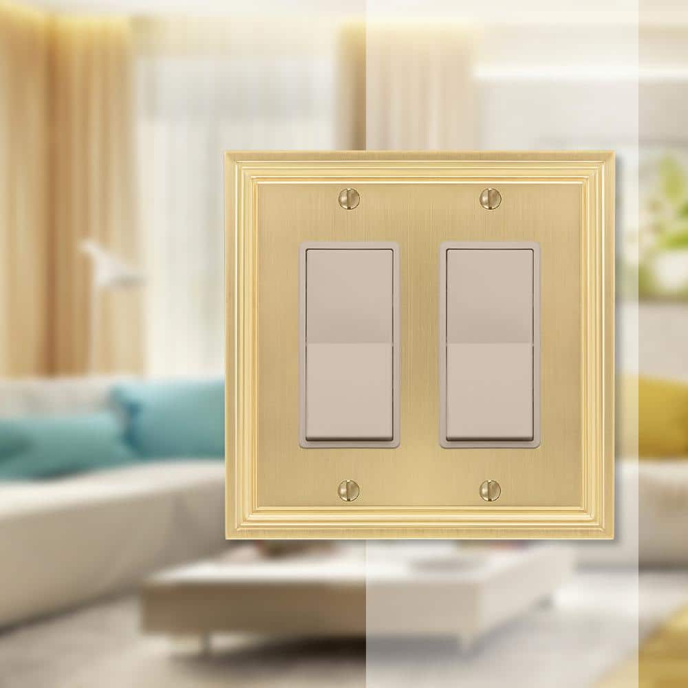 Satin Brass 2-Gang Metal Rocker Wall Plate