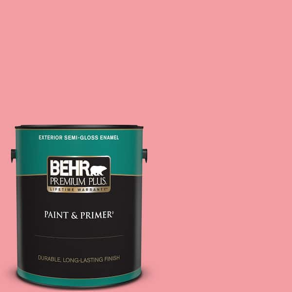 BEHR PREMIUM PLUS 1 gal. #140B-4 Island Coral Semi-Gloss Enamel Exterior Paint & Primer