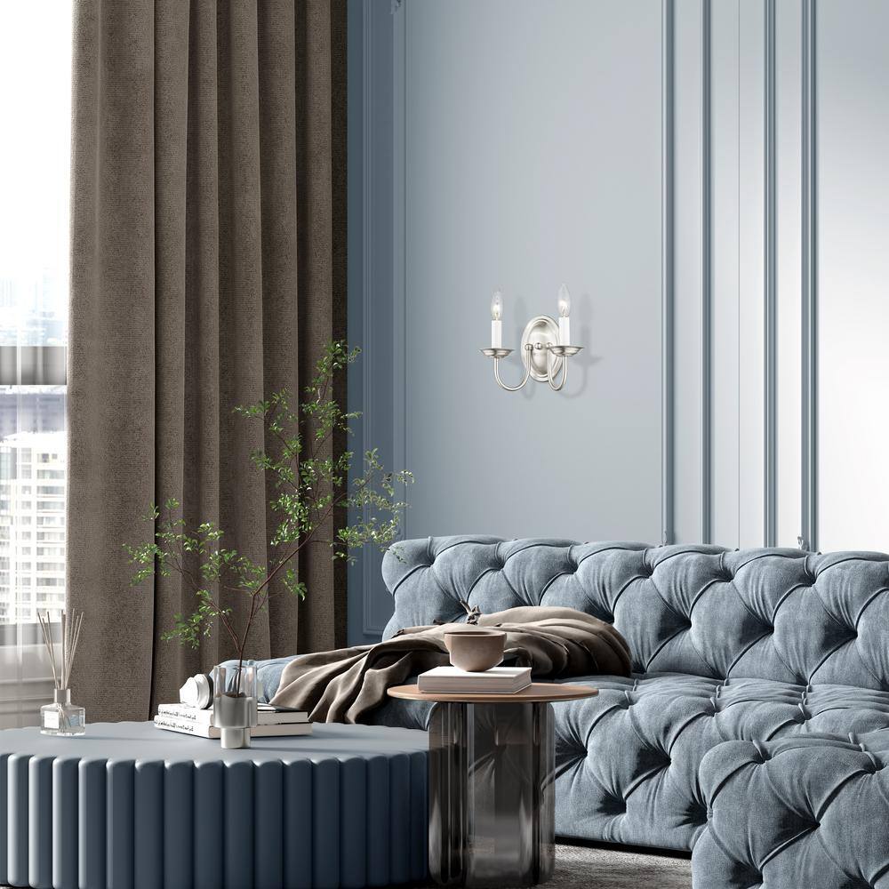 Elegant Traditional Brushed Nickel 2-Light Wall Sconce