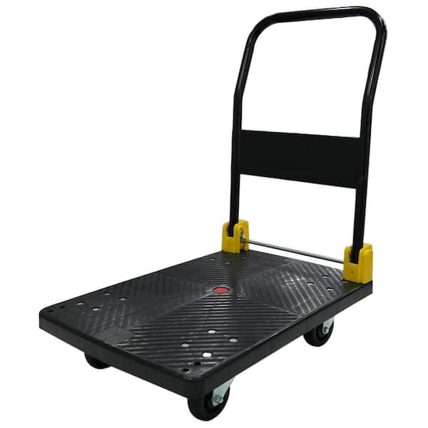 880 lbs. Weight Capacity Black Foldable Platform Push Hand Truck Cart Dolly Cart