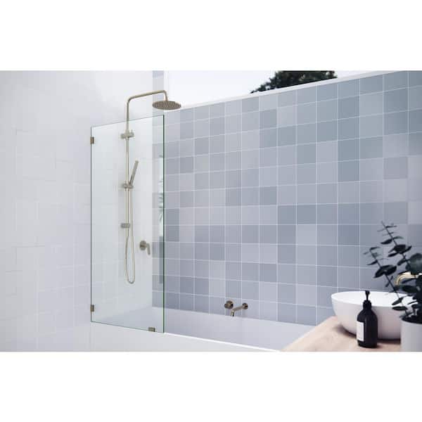 Glass Warehouse 58.25 in. x 26.5 in. Frameless Shower Bath Fixed Panel