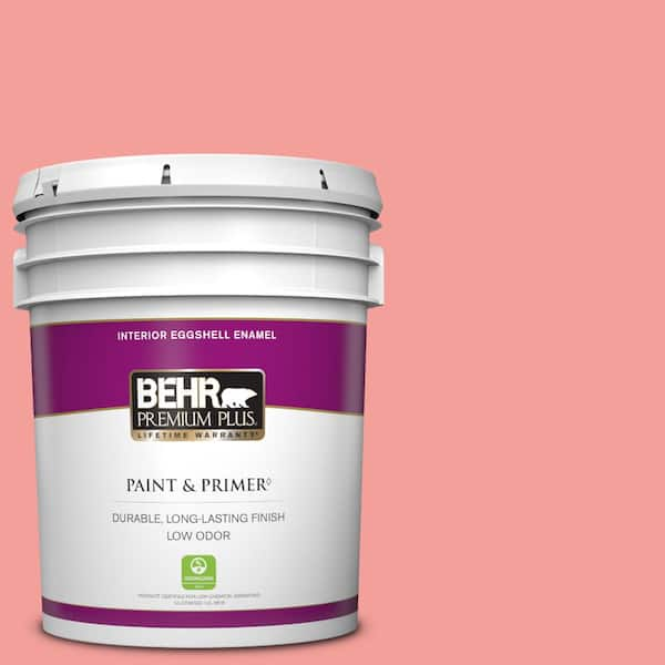 BEHR PREMIUM PLUS 5 gal. #150B-4 Pink Eraser Eggshell Enamel Low Odor Interior Paint & Primer