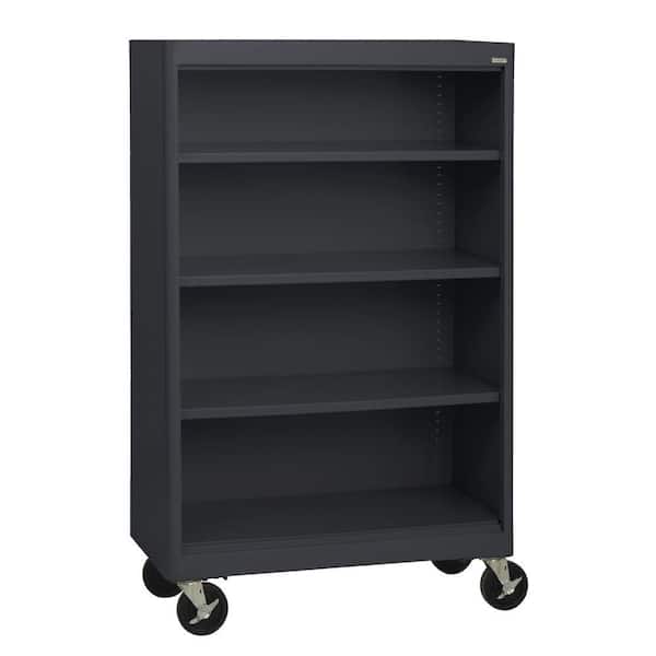 Sandusky 58 in. Black Metal 4-shelf Cart Bookcase with Adjustable Shelves