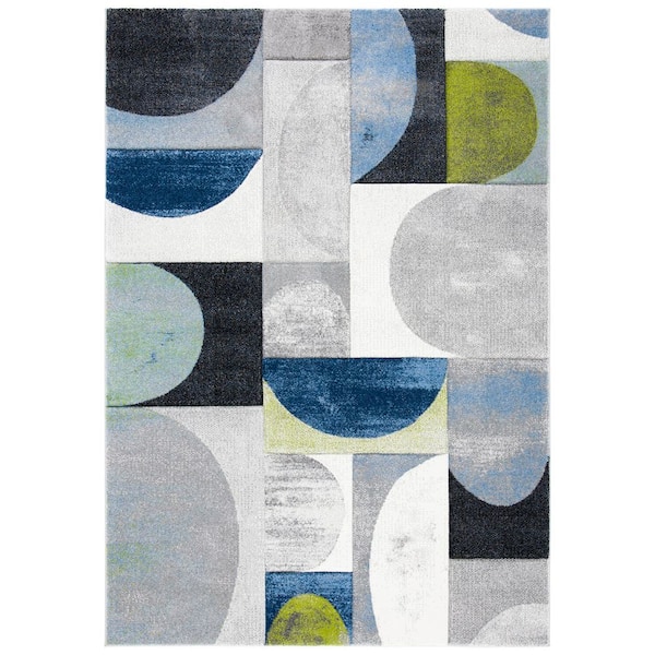 Hollywood 7 ft. x 9 ft. Gray/Blue Abstract Geometric Area Rug