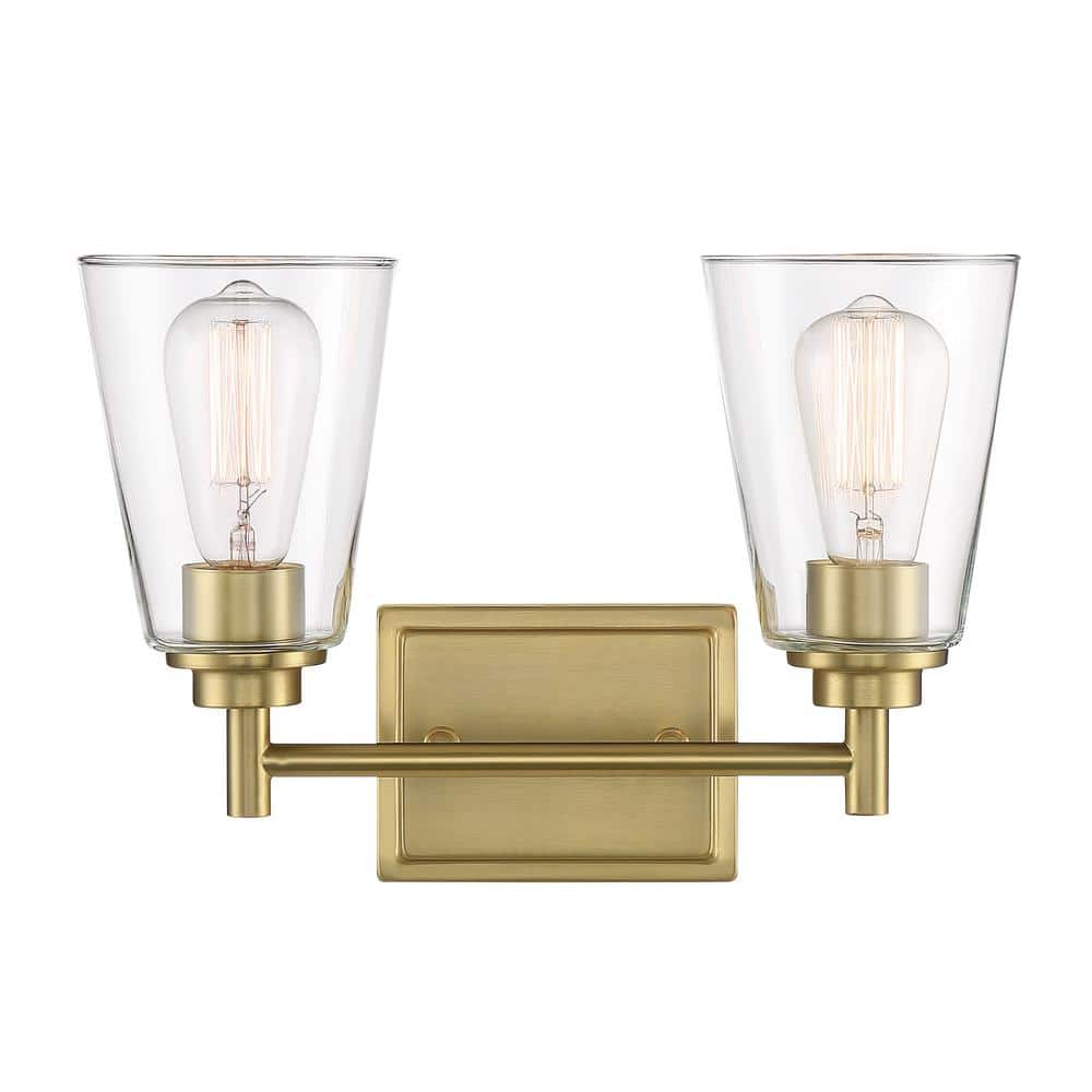 Westin Brushed Gold 15" Vanity Light with Clear Glass Shades