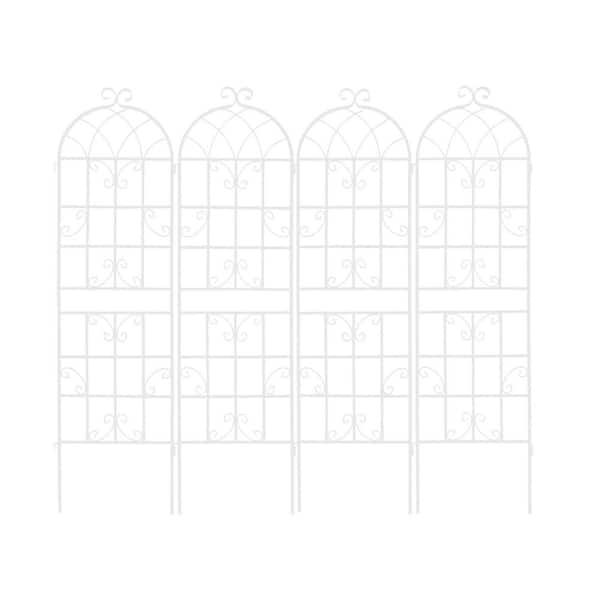 HOTEBIKE 4-Packs Metal Garden Trellis 71 in. x 19.7 in. Rustproof Trellis for Climbing Plants Easy Assembly & Sturdy Design White
