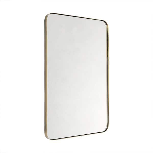 Kengston 20 in. W x 30 in. H Small Rectangular Metal Framed Wall Mounted Bathroom Vanity Mirror in Antique gold