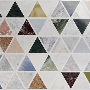 Gilmore Multicolor 11.25 in. x 13.93 in. Triangle Polished Marble Mosaic Floor and Wall Tile (1.08 Sq. Ft./Each)