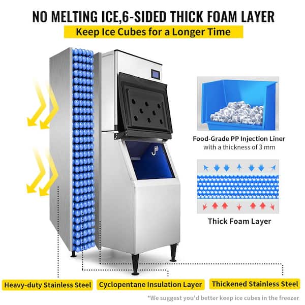 VEVOR 330-lbStorage Ice Maker 360-lb Flip-up Door Freestanding For  Commercial Use Ice Maker (Separate Shipments) in the Ice Makers department  at