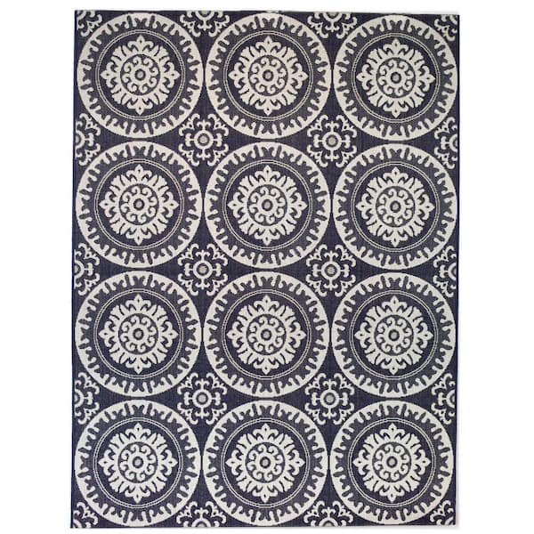 Theodora Dark Blue 8 ft. x 10 ft. Indoor/Outdoor Area Rug