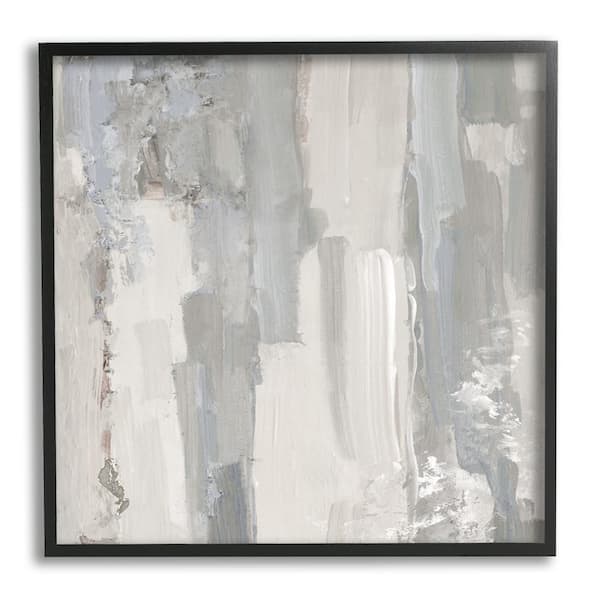 Stupell Industries Grey Brushed Abstract Arrangement by Sally Swatland 1-Piece Black Framed Abstract Giclee Art Print 17 in. x 17 in.