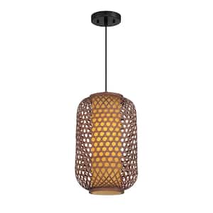 Bodhi 60-Watt 1 Light Stained Cane with Black Accents Pendant