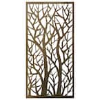 4 ft. x 2 ft. Brown Metal Decorative Privacy Screen Panel Fencing