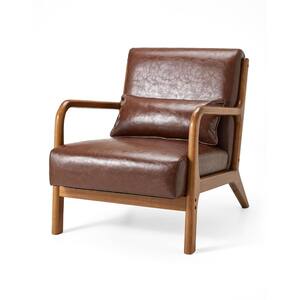 Glitzhome Mid-Century Modern Hunter Green PU Leather Accent Arm Chair ...