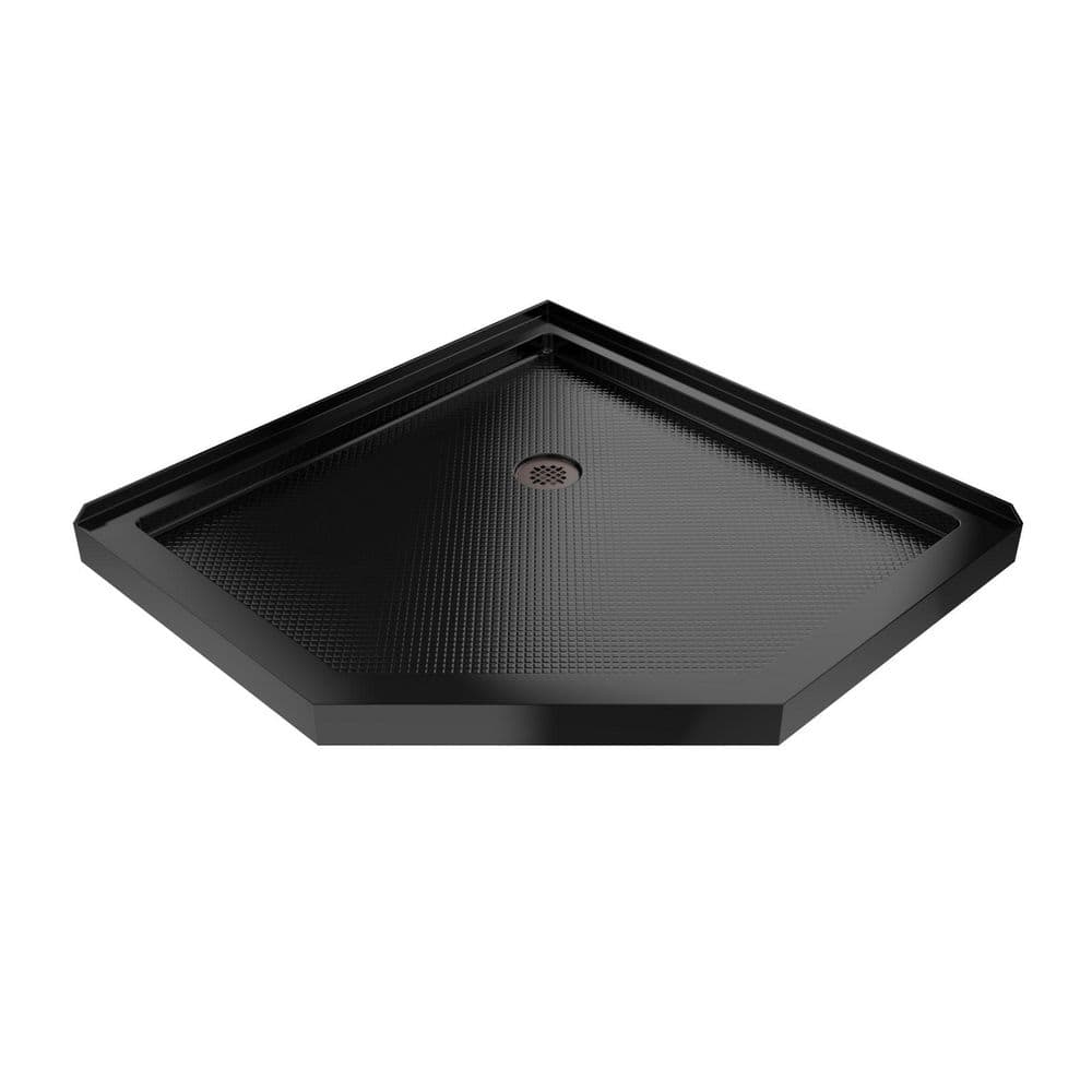 SlimLine 36 in. L x 36 in. W Corner Neo Angle Black Shower Pan Base with 2 in. Round Corner Drain in Oil Rubbed Bronze price history on PriceWatchPro