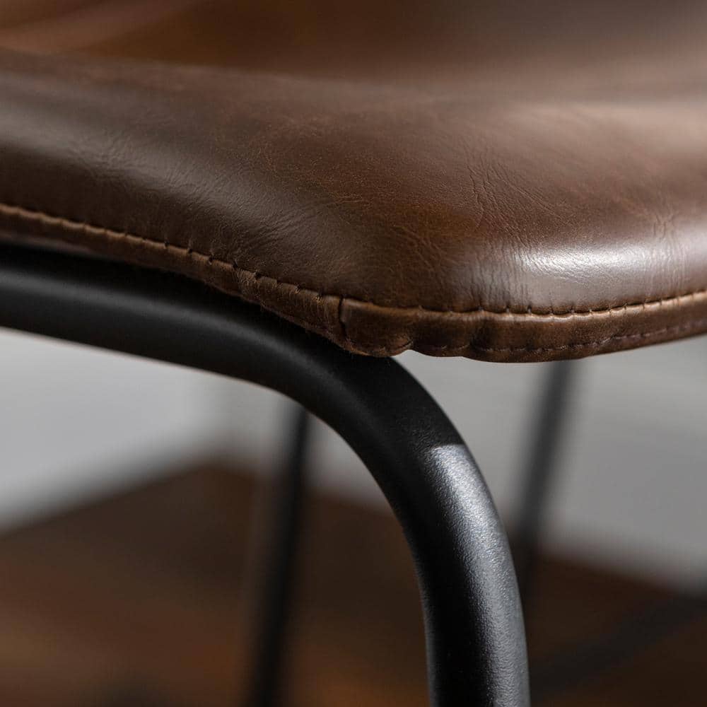 Dayton 24" Modern Brown Faux Leather Counter Stools, Set of 2