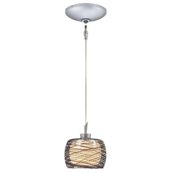 JESCO Lighting Low Voltage Quick Adapt 4-1/8 in. x 101 in. Black Weaves on Frosted Pendant and Canopy Kit