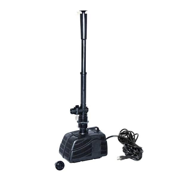 KoolScapes 530 GPH Filter-Free Submersible Pond Pump with Water Bell and Double Daisy Fountain Heads