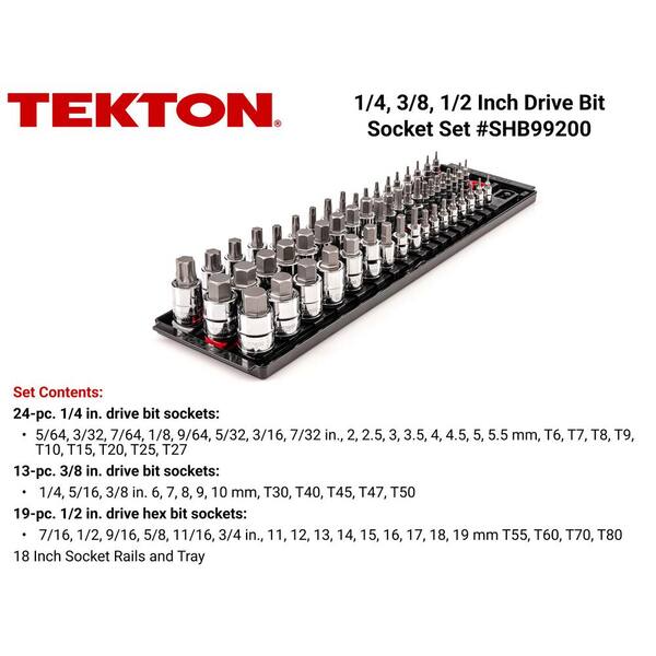 1/4, 3/8,1/2 in. Drive Hex and Torx Bit Socket Set with Rails, 57-Piece (5/64-3/4 in. 2-19 mm, T6-T80)