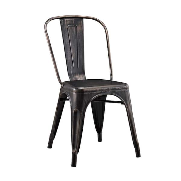 Walker Edison Furniture Company Stackable Metal Cafe Bistro Dining Chair - Antique Black