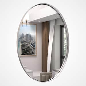 22 in. W x 30 in. H Medium Oval Mirrors Metal Framed Wall Mirrors Bathroom Mirror Vanity Mirror Accent Mirror in Silver
